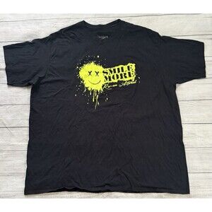 Roman Atwood Smile More Paint Splatter T-shirt Size 5XL Black Neon Yellow Rare